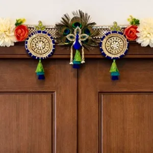 Royal peacock floral toran with matching peacock side hangings (42 inch)