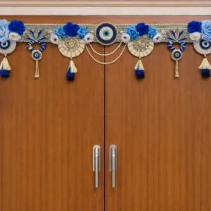 Elegant blue floral evil eye toran (42 inch)