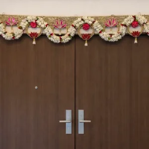 Elegant pink lotus gajra toran with matching side hangings (55 inch)