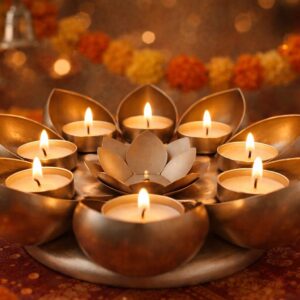 Metal lotus design tealight holder