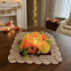 Floral table decor mat (shades of yellow)