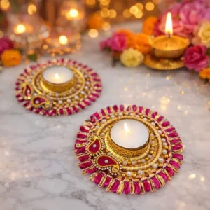Traditional pink tealight holder (1 piece)