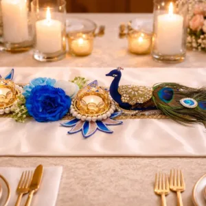 Royal peacock table runner