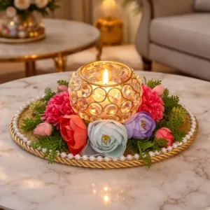 Exclusive oval floral table decor mat