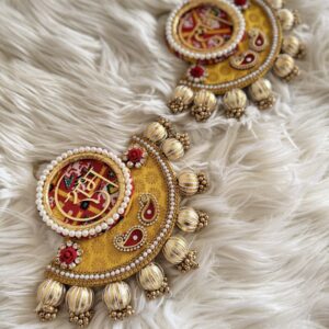 yellow banarasi with patola print shubh labh