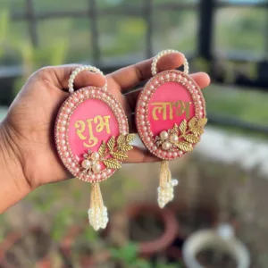 Pink oval resin shubh labh