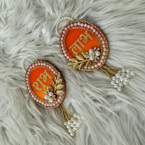 Orange oval resin shubh labh