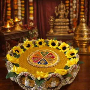 Royal yellow banarasi Singhasan