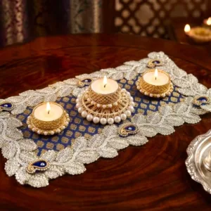 Royal Blue Wooden decorative Table Décor Mat