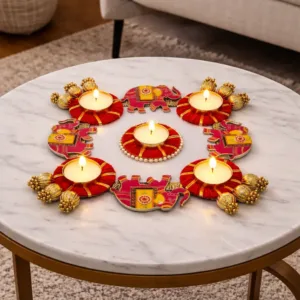 Elegant elephant silver acrylic rangoli
