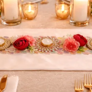 Floral pink table runner