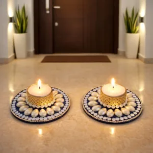 Pearl & mirror tealight holders (1 piece)