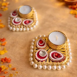 Pearl & crystal tealight holder (1 piece)