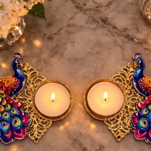 Metal base Peacock tealight holder (1 piece)