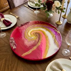 Royal pink swirl lazy susan