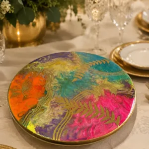 colourful boho art lazy susan
