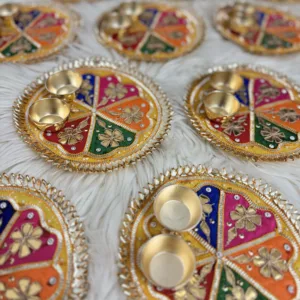 Wooden traditional Gota patti puja platter