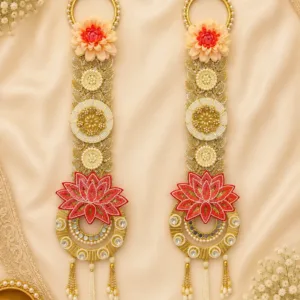 Designer Peach lotus hanging (pair)