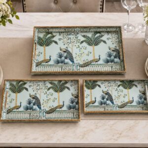 Sky Peacock Royale Tray Set (set of 3 pcs)