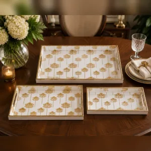 Ivory Lotus Royale Tray Set (set of 3 pcs)