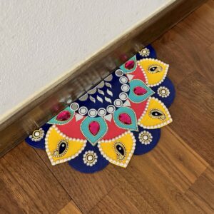 Designer Border Wooden Rangoli/Mat (1 piece)-Pink gem