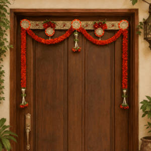 Orange Floral Door Toran (40 inch)