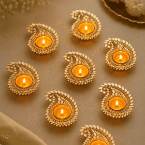 Golden Paisley Mirror Tea Light Holder