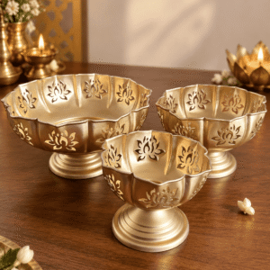Elegant Metal Urli Set (set of 3)