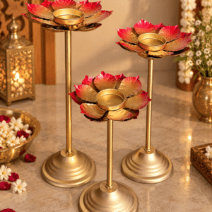 Lotus Glow Tea Light Stand Set (set of 3)