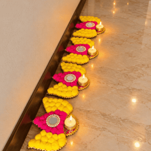 Festive Lotus Floor Border Mats – Set of 4