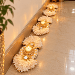 Wooden Gajra Decor Mats – Set of 3